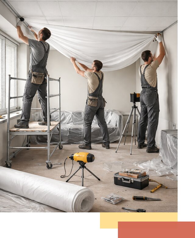 Монтаж натяжного потолка в офисе в Томске