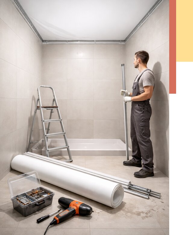 Монтаж натяжного потолка в санузле в Томске от 2021 руб. — ОТДЕЛОЧНИК-Тмс