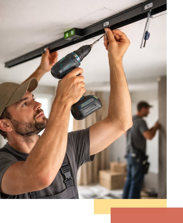 Установка трековых светильников в натяжной потолок в Томске