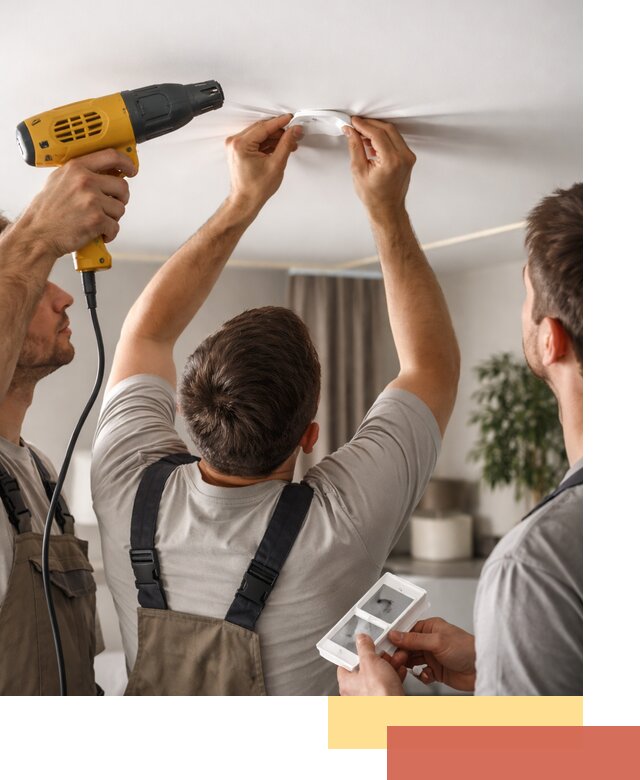 Ремонт прокола полотна натяжного потолка в Томске