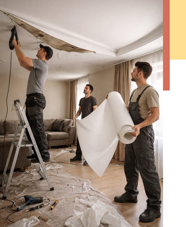 Замена полотна натяжного потолка в Томске от 10381 руб. быстро и недорого | ОТДЕЛОЧНИК-Тмс