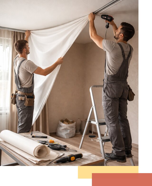 Замена полотна натяжного потолка в Томске быстро и качественно