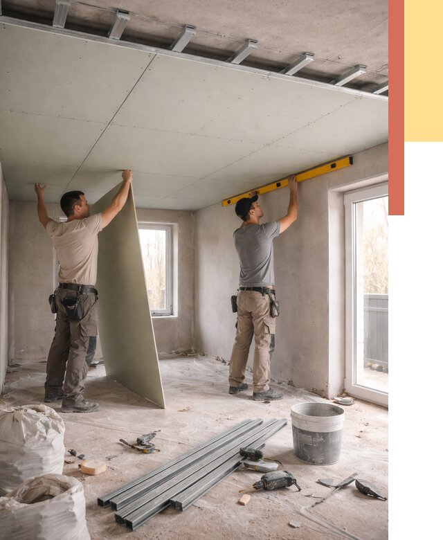 Одноуровневый потолок из гипсокартона в Томске от 820 руб. — монтаж под ключ | ОТДЕЛОЧНИК-Тмс