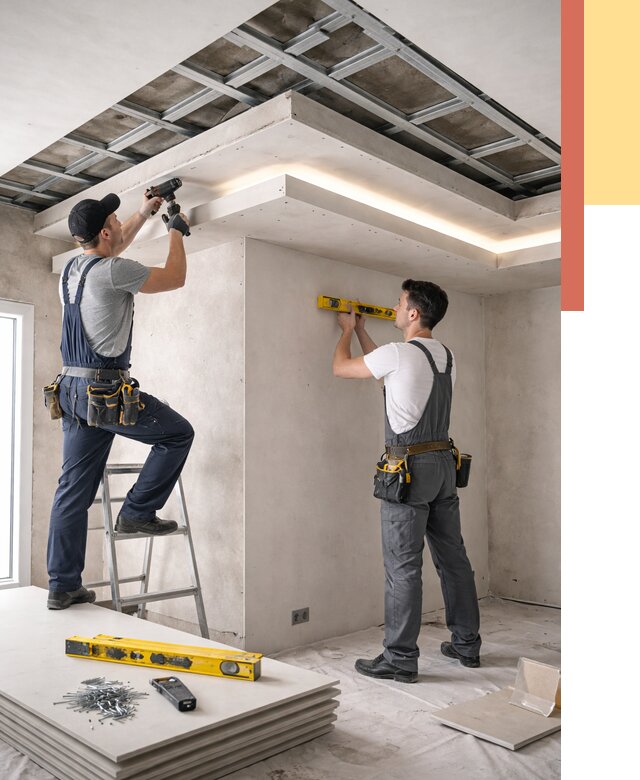 Двухуровневый потолок из гипсокартона в Томске от 1584 руб. под ключ | ОТДЕЛОЧНИК-Тмс