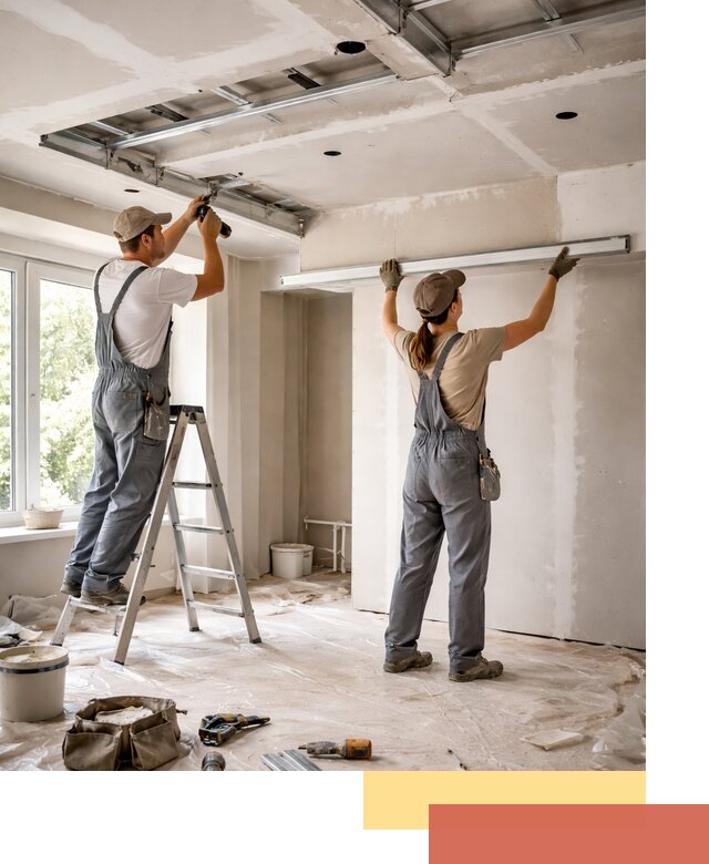 Монтаж многоуровневого потолка из гипсокартона в Томске