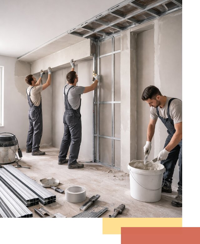 Монтаж потолка из гипсокартона с нишей в Томске