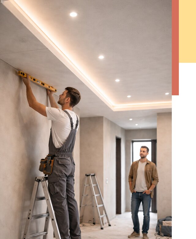 Потолок из гипсокартона с подсветкой в Томске от 820 руб./м2 под ключ | ОТДЕЛОЧНИК-Тмс