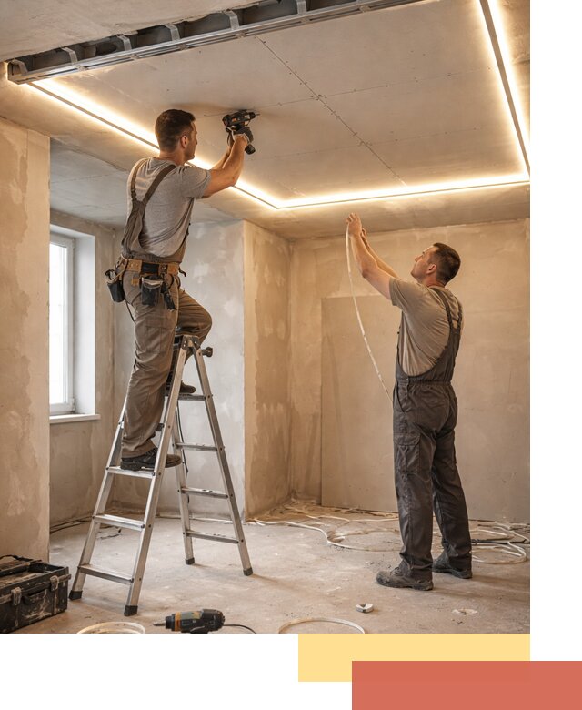 Потолок из гипсокартона с подсветкой в Томске