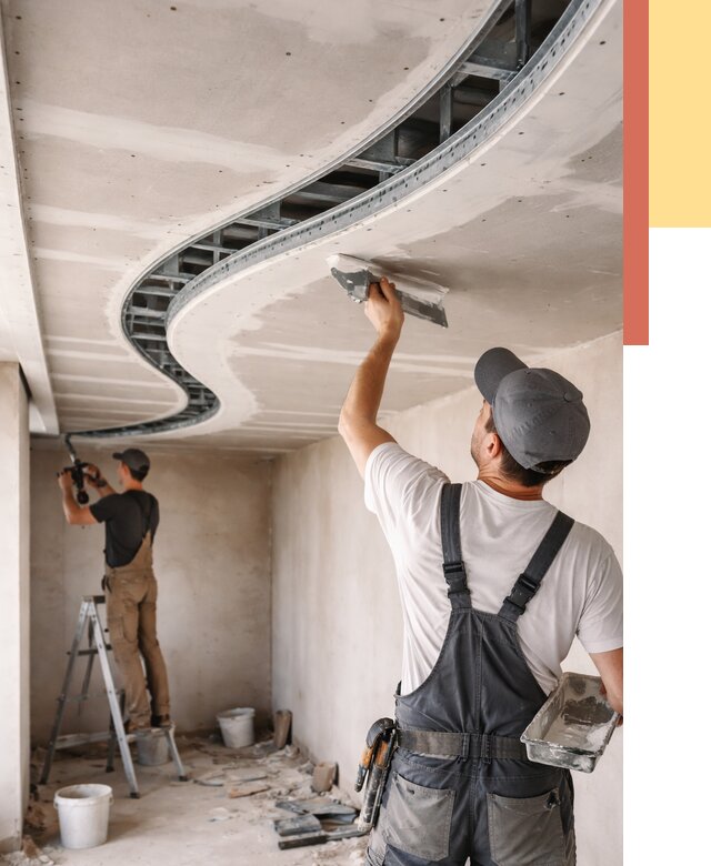 Криволинейный потолок из гипсокартона в Томске от 2295 руб./м2 | ОТДЕЛОЧНИК-Тмс