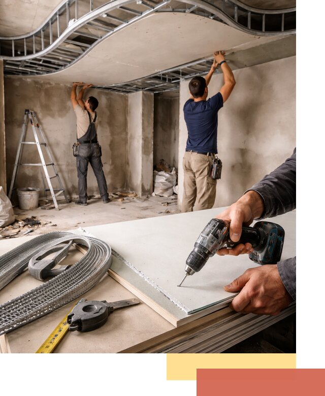 Криволинейный потолок из гипсокартона в Томске — монтаж и отделка