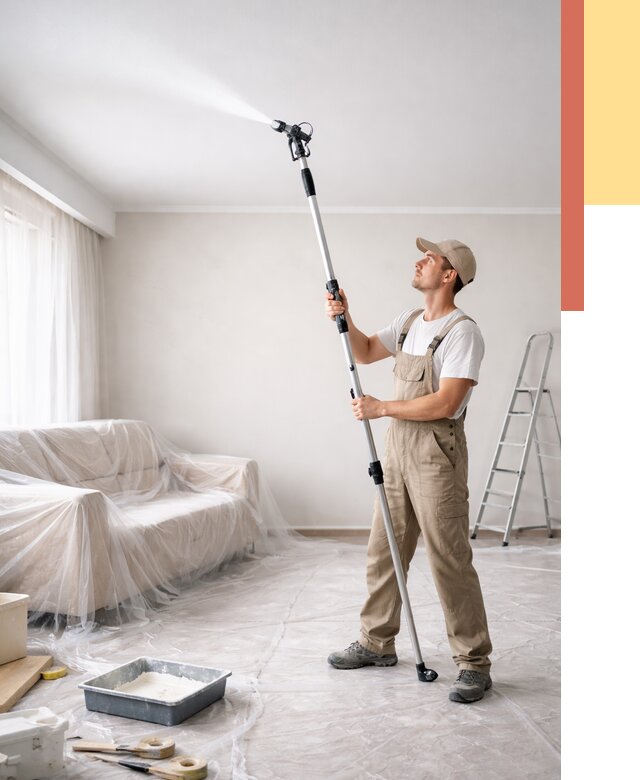 Покраска потолка краскопультом в Томске от 4917 руб. быстро и недорого | ОТДЕЛОЧНИК-Тмс